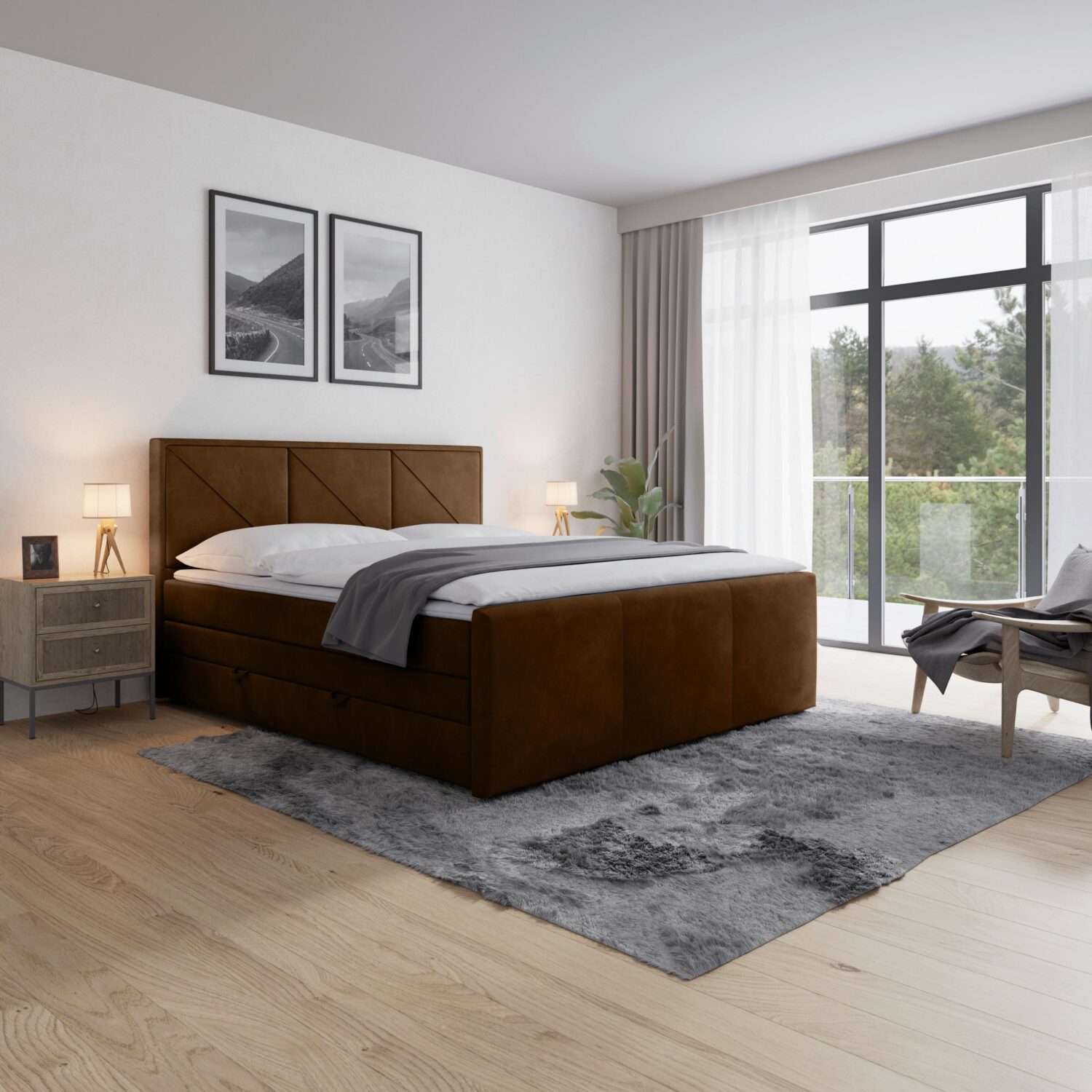 Wohnli Möbelsuche - Boxspringbett Bologna ca. 180x200 cm Braun