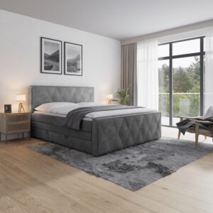 Wohnli Möbelsuche - Boxspringbett Porto ca. 180x200 cm Hellgrau