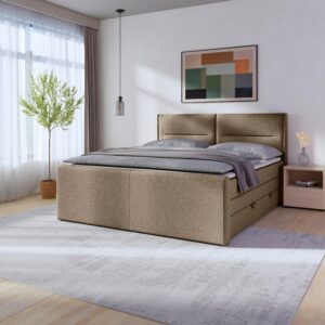 Boxspringbett Kyoto ca. 180x200 cm Beige Holz, Metall, Kunststoff, Textil MID.YOU Möbel > Betten > Doppelbetten Beige