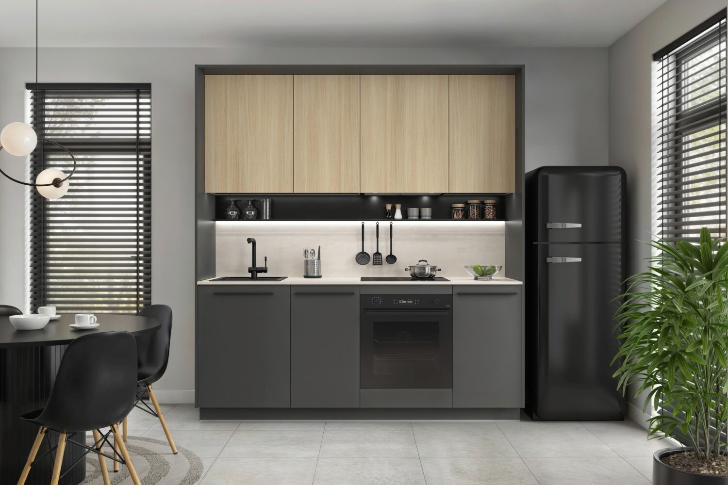 Regalelement Regbel-Led schwarz Metall Visiona Wohnzimmermöbel Schwarz