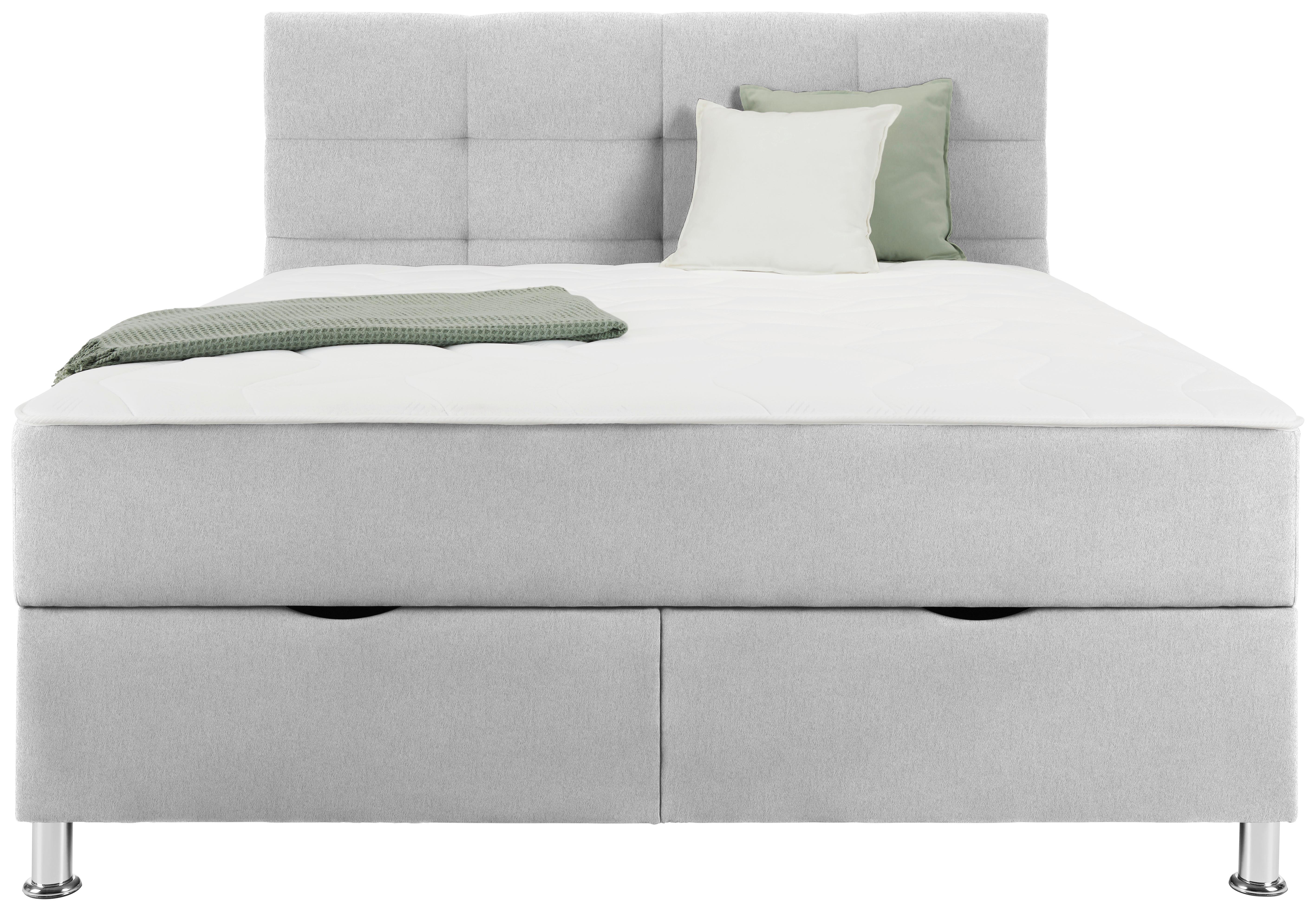 wohnli-moebel-suche-002444000106-1 Boxbett Oviedo 180 in Hellgrau ca. 180x200cm Metall, Textil Based Möbel > Betten > Boxspringbetten Grau