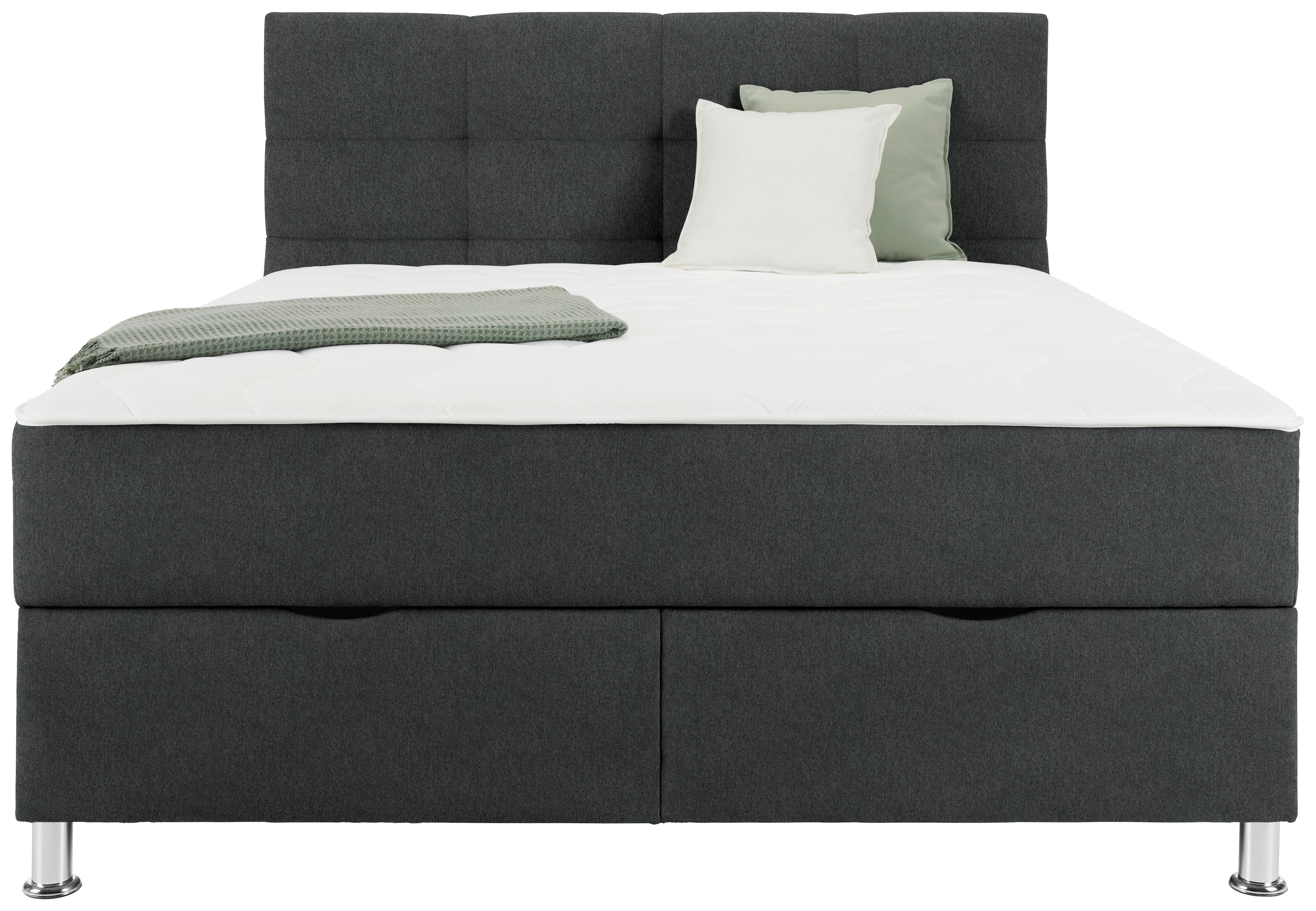 Boxbett Oviedo 180 in Anthrazit ca. 180x200cm Metall, Textil Based Möbel > Betten > Boxspringbetten Anthrazit