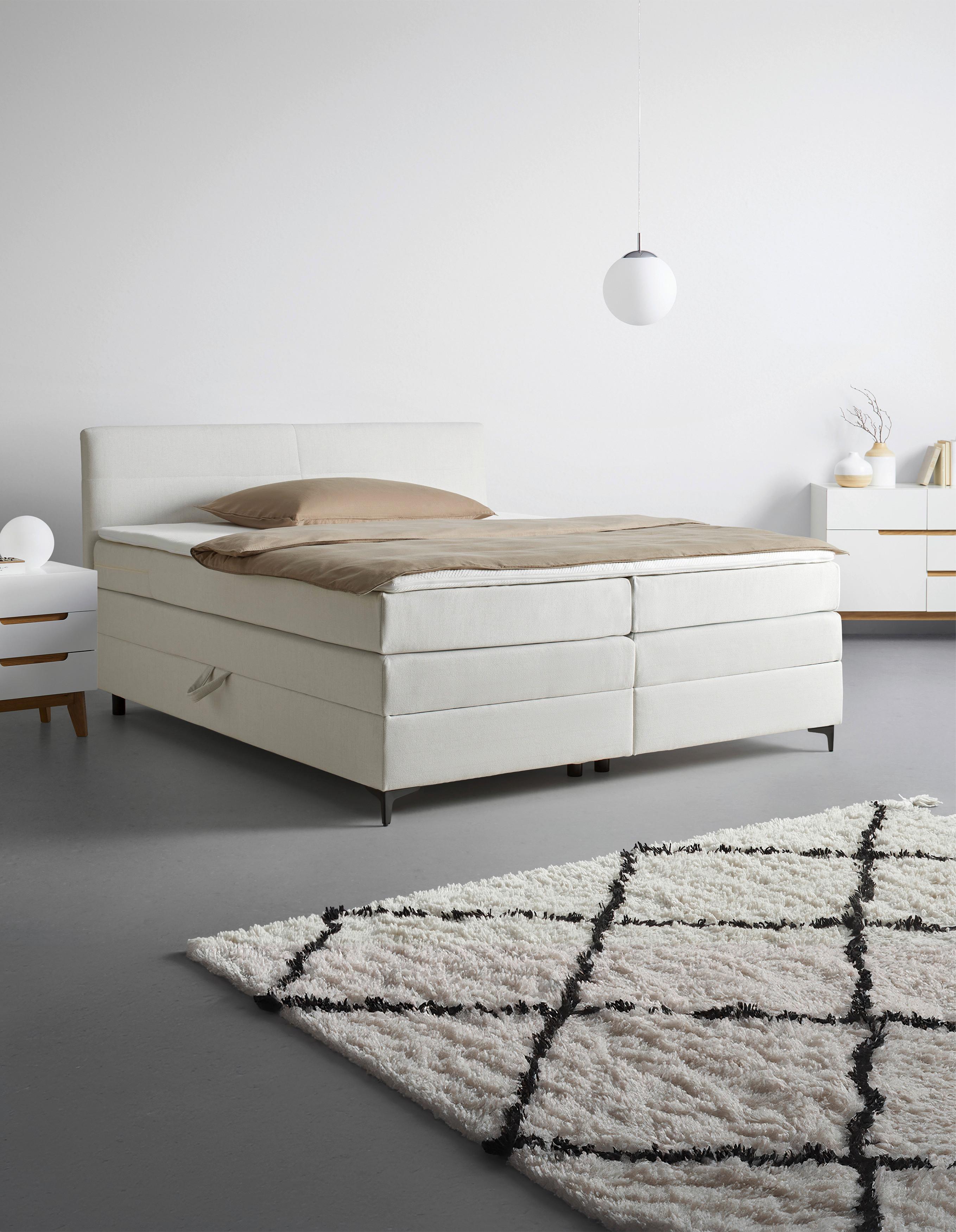 Boxspringbett Bari in Creme ca. 160x200cm Textil Mömax Möbel > Betten > Boxspringbetten Weiß