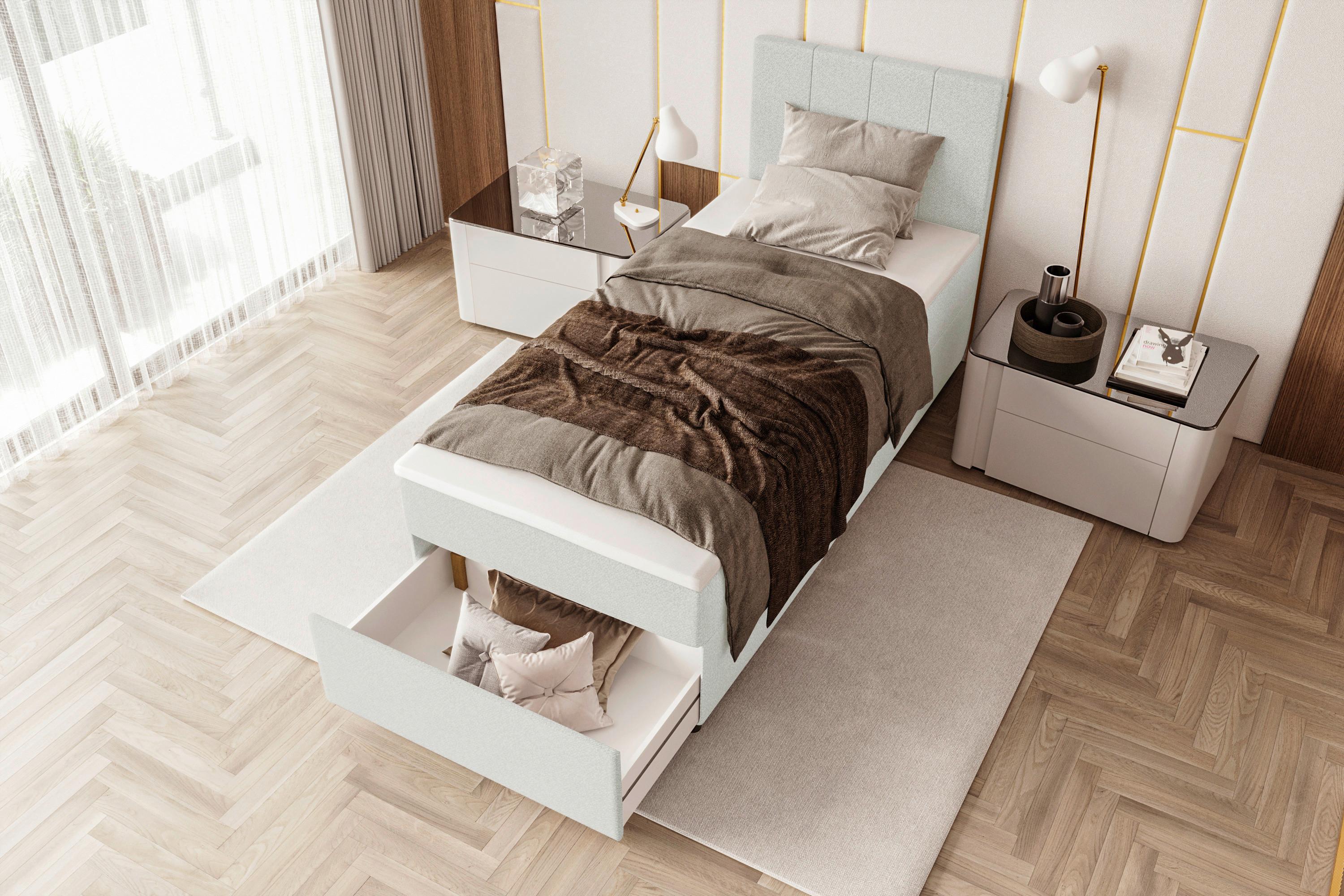 Boxbett Odin Grau ca. 120x200cm Textil Based Möbel > Betten Grau