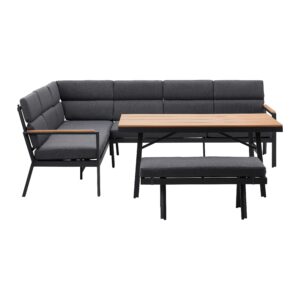 wohnli-moebel-suche-002449003601-1 Dining-Loungeset Eleonora Dunkelgrau Metall/Outdoorstoff Metall, Kunststoff, Textil Bessagi Garden Garten & Outdoor > Gartenmöbel > Gartenmöbel-Sets Braun
