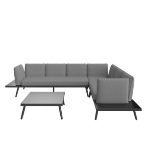 wohnli-moebel-suche-002459001601-1 Loungegarnitur-Set Joanne Grau Metall/Outdoorstoff Metall Bessagi Garden Garten & Outdoor > Loungemöbel > Loungegarnituren Schwarz