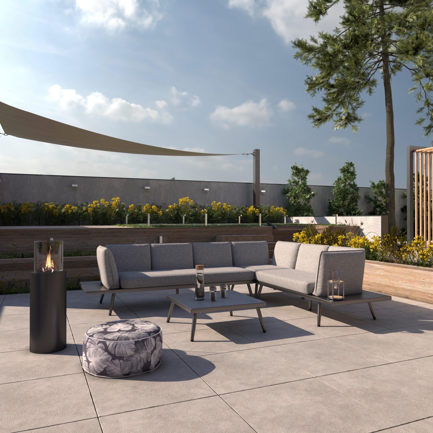 wohnli-moebel-suche-002459001601 Wohnli Möbelsuche - Loungegarnitur-Set Joanne Grau Metall/Outdoorstoff