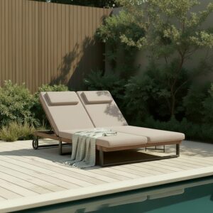 Wohnli Möbelsuche - Gartenliege Elenyi grau Metall/Outdoorstoff/Holz