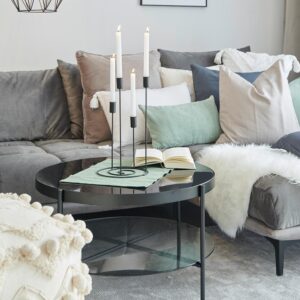 Couchtisch Aiko in Schwarz Rund Metall, Glas Mömax Wohnzimmermöbel Schwarz