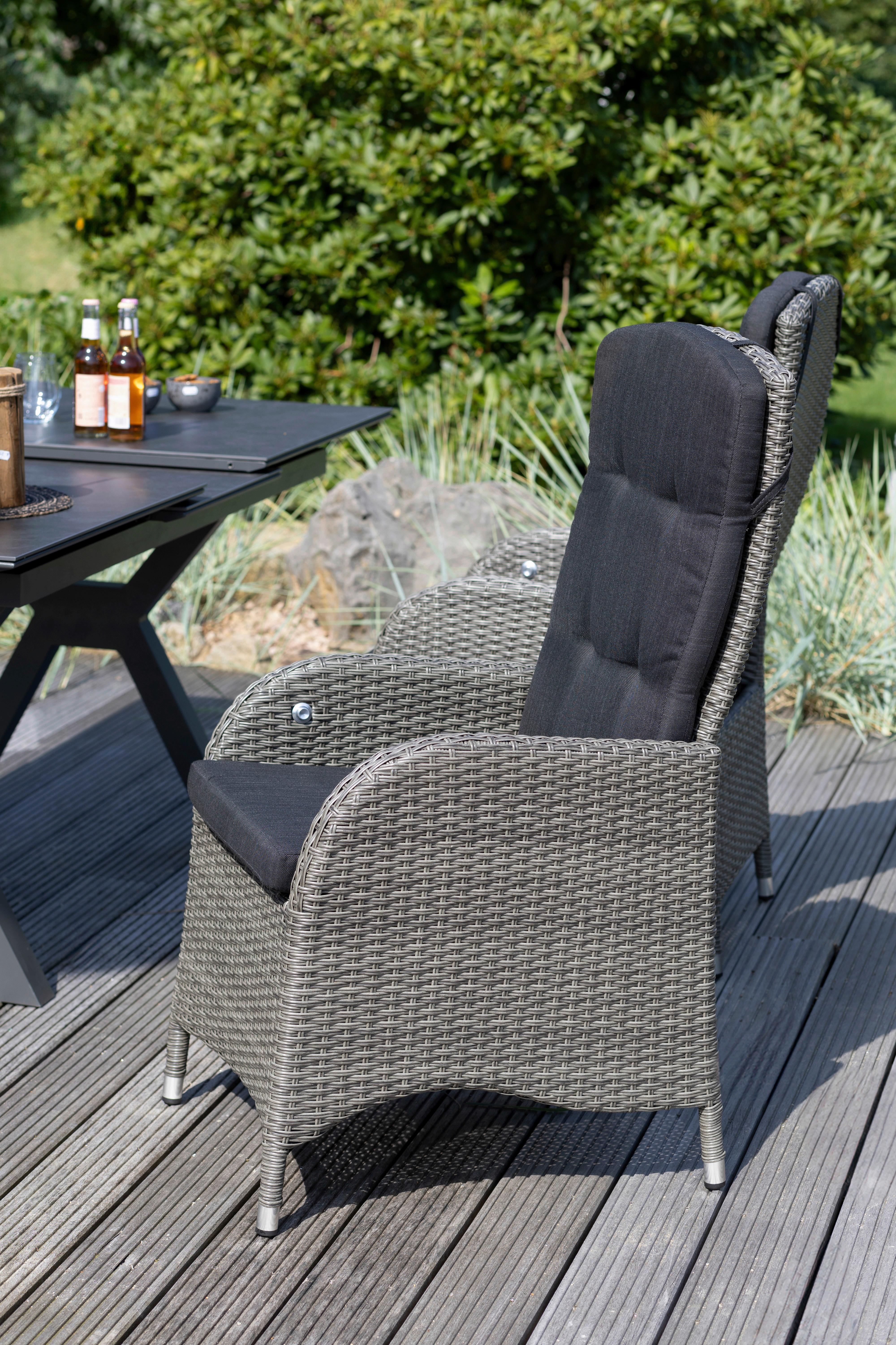 Wohnli Möbelsuche - Garten-Relaxsessel-Set Juan Grau 2er-Set verstellbar