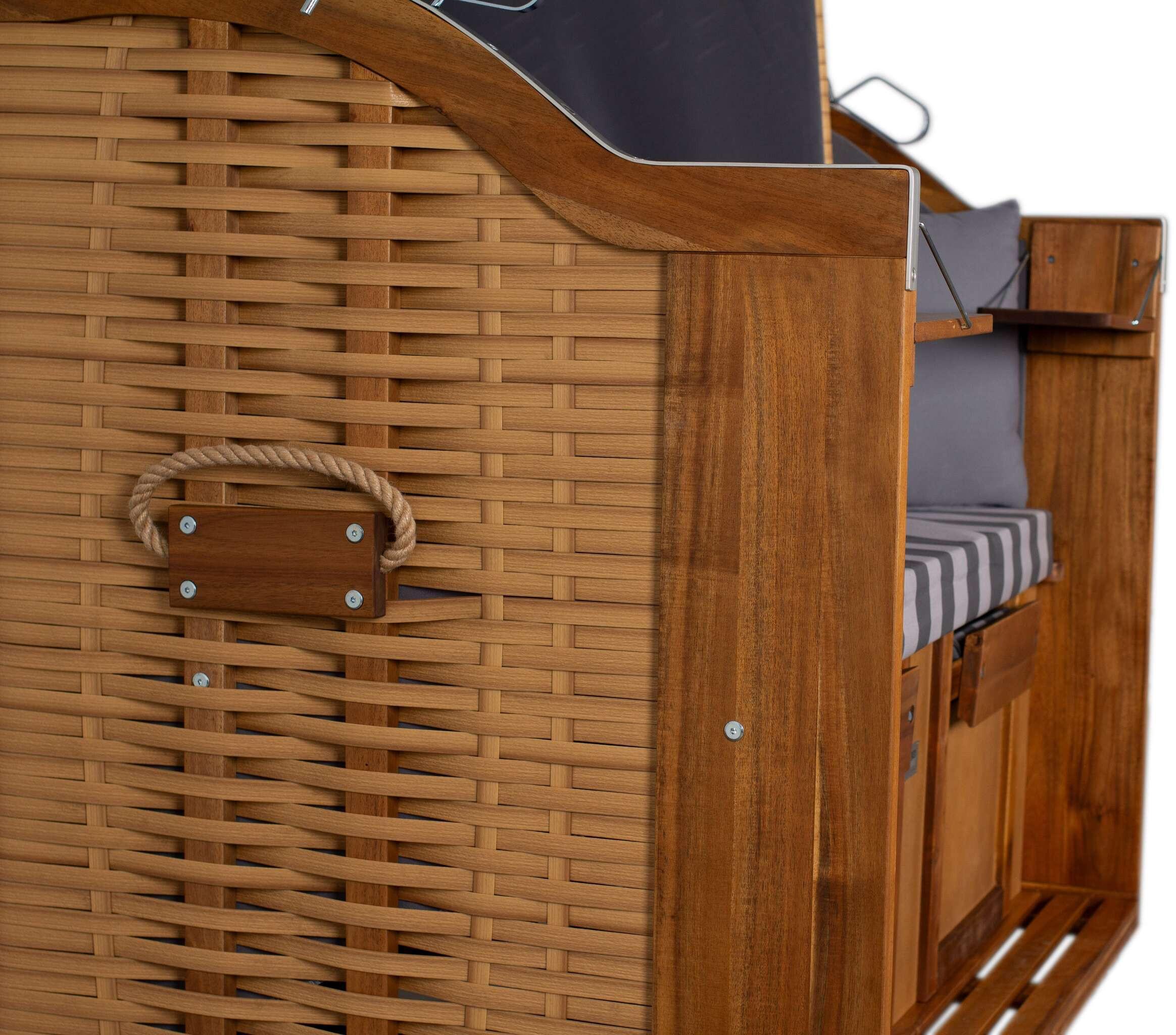 Strandkorb Trend Akazie/Grau Holz, Textil  Garten & Outdoor > Gartenmöbel Braun