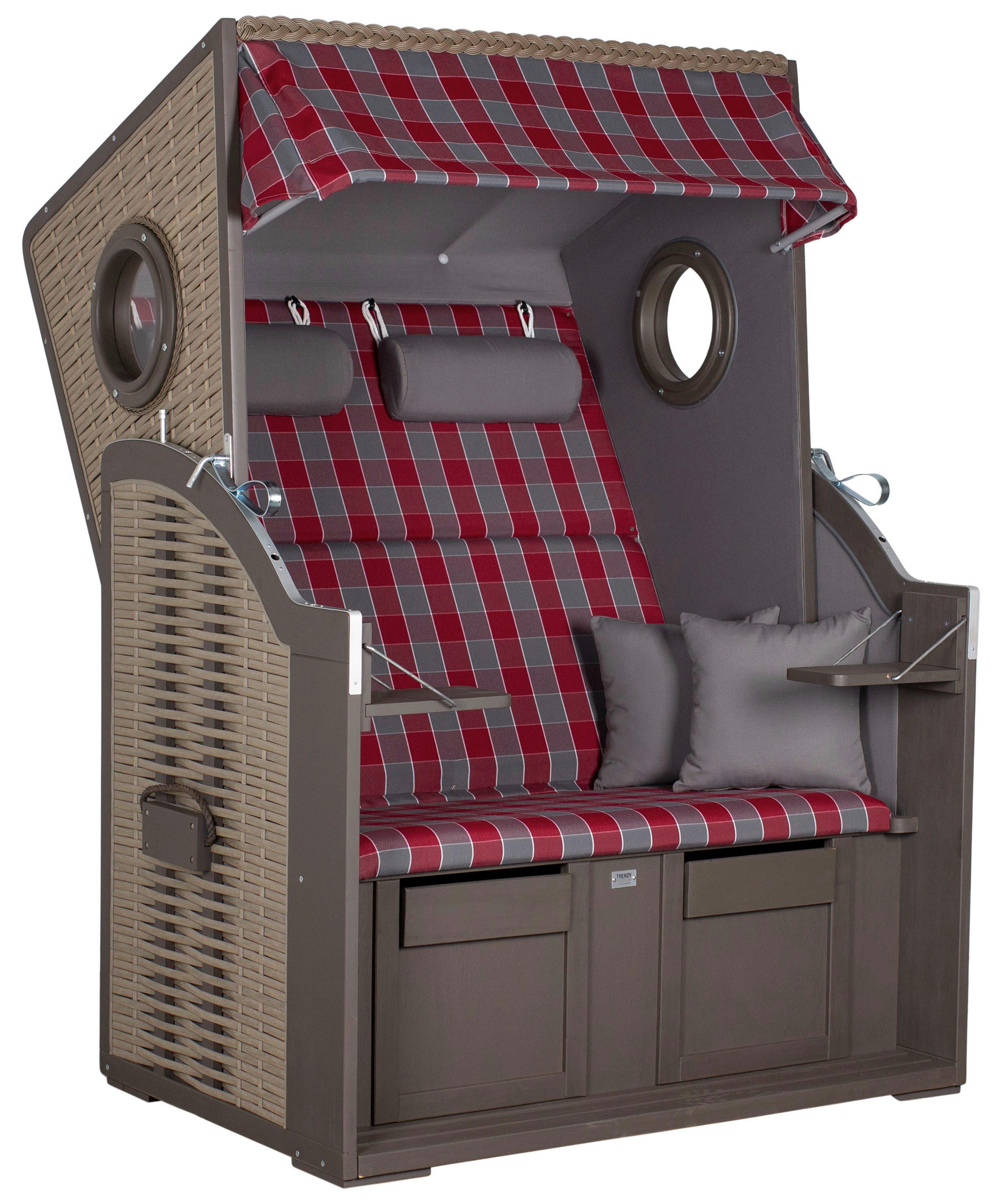 Strandkorb Twin View Grau/Rot Holz Gardenson Garten & Outdoor > Gartenmöbel Grau