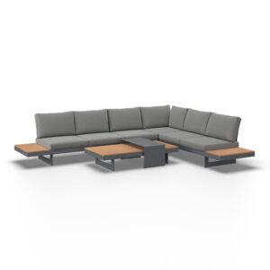 Loungegarnitur Sabrina Grau Metall/Outdoorstoff +Abdeckung Metall, Kunststoff, Textil Bessagi Garden Garten & Outdoor > Loungemöbel > Loungegarnituren Grau