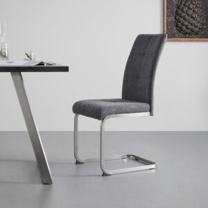 wohnli-moebel-suche-002502000403-1 Schwingstuhl Lucie Grau Webstoff Gepolstert Holz, Textil Bessagi Home Möbel > Stühle > Esszimmerstühle > Schwingstühle Grau