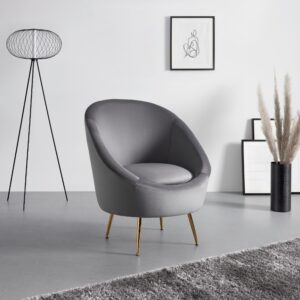 Sessel Lou ca. 80x92x75 cm Grau Samt Metall, Textil Bessagi Home Möbel > Sessel > Relaxsessel Grau