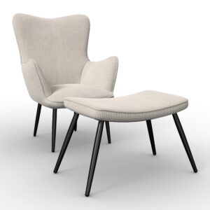 Wohnli Möbelsuche - Sessel Aurora mit Hocker Cord Creme