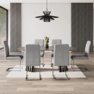 Schwingstuhl Lucie Grau Leinenoptik Gepolstert Metall, Textil Bessagi Home Möbel > Stühle > Esszimmerstühle > Schwingstühle Grau