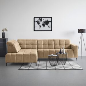 Ecksofa Panama links Beige Textil Premium Living Möbel > Sofas & Couches > Wohnlandschaften > Ecksofas > Eckschlafsofas Beige