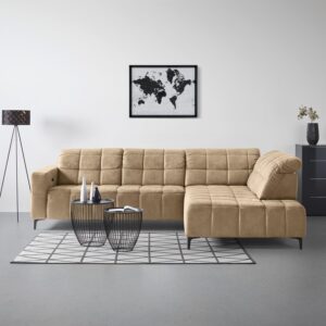Ecksofa Panama rechts Beige Textil Premium Living Möbel > Sofas & Couches > Wohnlandschaften > Ecksofas > Eckschlafsofas Beige