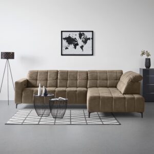 Ecksofa Panama rechts Taupe Textil Premium Living Möbel > Sofas & Couches > Wohnlandschaften > Ecksofas > Eckschlafsofas Taupe