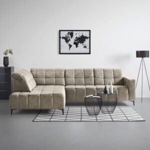 Ecksofa Panama links Grau Textil Premium Living Möbel > Sofas & Couches > Wohnlandschaften > Ecksofas > Eckschlafsofas Grau