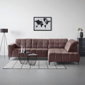 Ecksofa Panama rechts Braun Textil Premium Living Möbel > Sofas & Couches > Wohnlandschaften > Ecksofas > Eckschlafsofas Braun