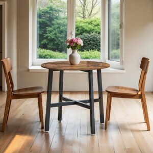 ESSTISCH KDT080B01V1 Metall, Holzwerkstoff MID.YOU Möbel > Tische > Esstische > Esstische rund Braun