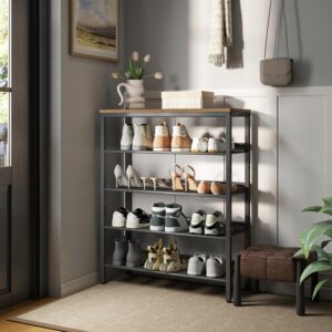 Regal Braun/Schwarz ca. 75x93x28 cm Metall, Holzwerkstoff MID.YOU Garderoben > Schuhregale Braun