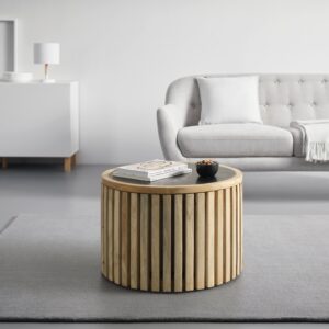 wohnli-moebel-suche-002575000501-1 Couchtisch Sway Natur/Schwarz schwenkbare Tischplatte Holz, Metall, Stein Premium Living Möbel > Tische > Couchtische > Couchtische mit Stauraum Braun