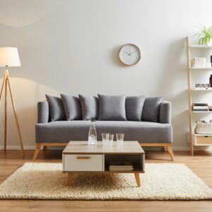 Bigsofa Mina Grau Velours Textil Bessagi Home Wohnzimmermöbel Grau