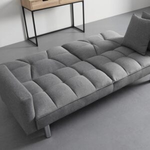 Schlafsofa David Grau Webstoff Holz, Textil Bessagi Home Wohnzimmermöbel Grau