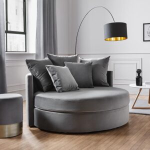 Sofa Elena Grau Samt Holz, Textil Bessagi Home Wohnzimmermöbel Grau