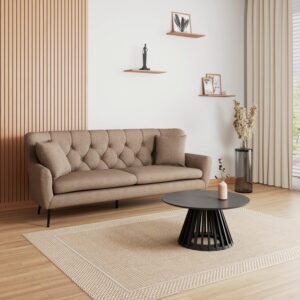 Sofa Liliana Webstoff Braun Holz, Textil Bessagi Home Wohnzimmermöbel Braun