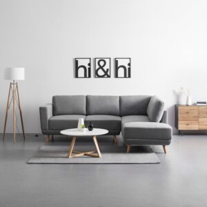 Wohnlandschaft Kyle Grau Webstoff Holz, Textil Bessagi Home Möbel > Sofas & Couches > Wohnlandschaften > Ecksofas Grau