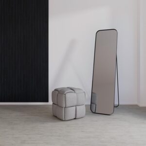 Hocker Ella Grau Bouclé Holz, Textil Bessagi Home Wohnzimmermöbel Grau