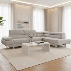 Wohnlandschaft Emely Hellgrau Webstoff Holz, Metall, Textil Bessagi Home Möbel > Sofas & Couches > Wohnlandschaften > Ecksofas Grau