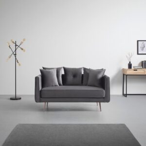 Sofa Luis Grau Samt Holz, Metall, Textil Bessagi Home Wohnzimmermöbel Grau