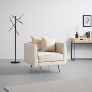 Relaxsessel Luis Beige Samt Holz, Metall, Textil Bessagi Home Wohnzimmermöbel Beige