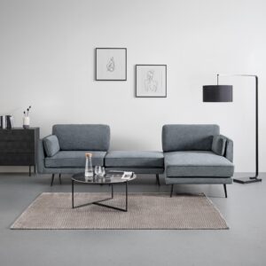 Wohnlandschaft Dunja Grau Webstoff Textil Bessagi Home Wohnzimmermöbel Grau