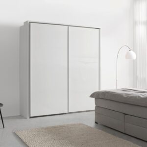 Schwebetürenschrank Lago in Weiß ca. 203x222x60cm Metall Mömax Möbel > Schränke > Kleiderschränke > Schwebetürenschränke Weiß