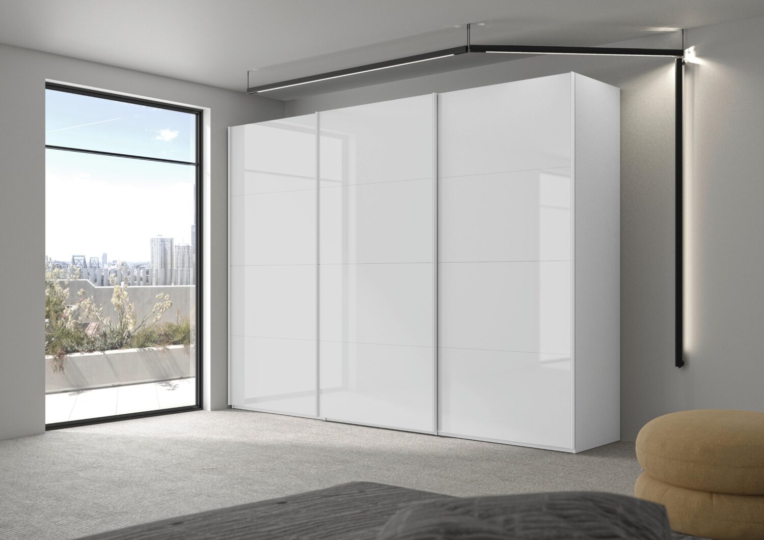 Schwebetürenschrank Lago Weiß Metall Mömax Möbel > Schränke > Kleiderschränke > Schwebetürenschränke Weiß