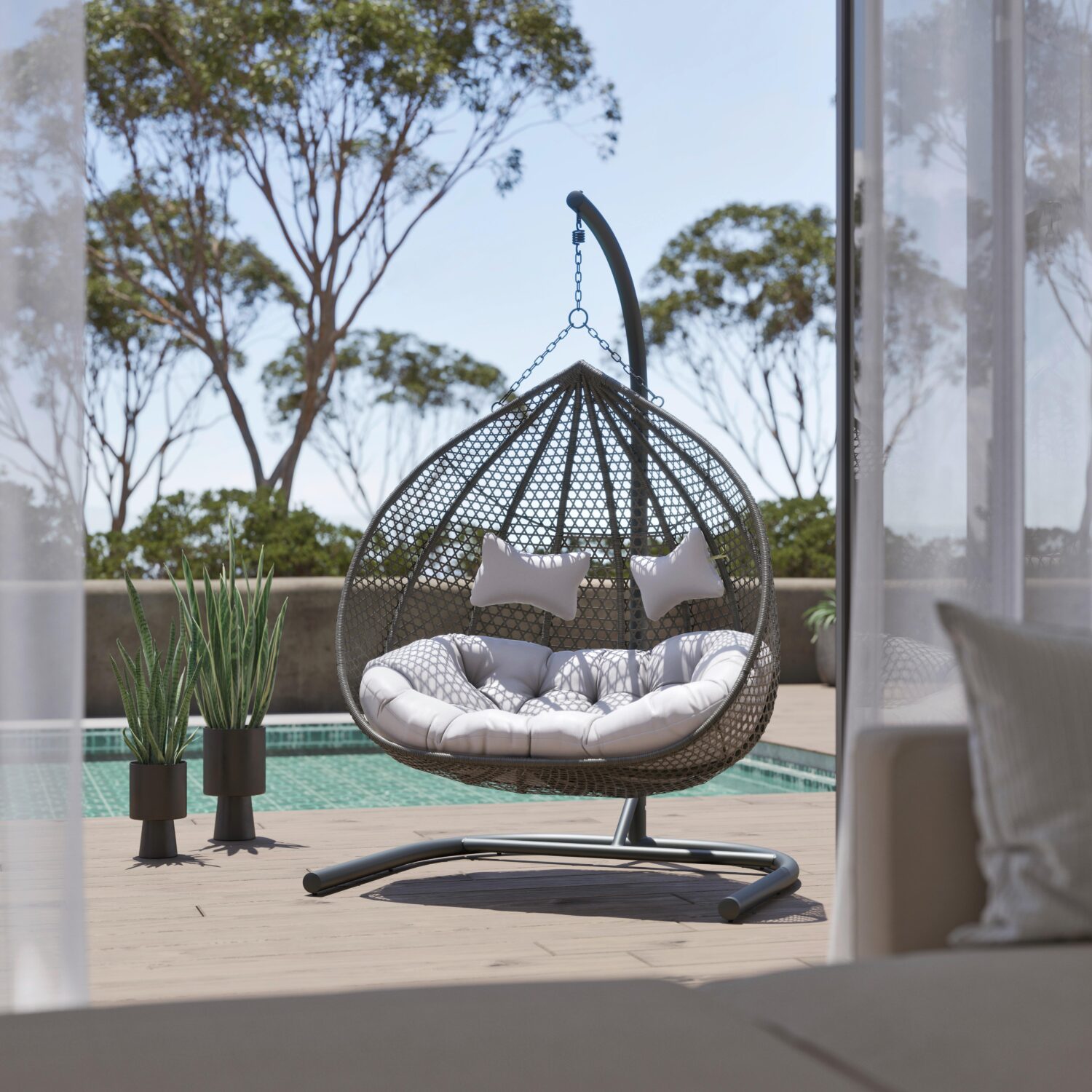 wohnli-moebel-suche-002605000401 Wohnli Möbelsuche - Hängesessel Bari Grau Metall/Kunststoff/Outdoorstoff