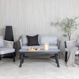LOUNGEGARNITUR VIRYA Textil, Metall Gardenson Garten & Outdoor > Loungemöbel > Loungegarnituren Grau
