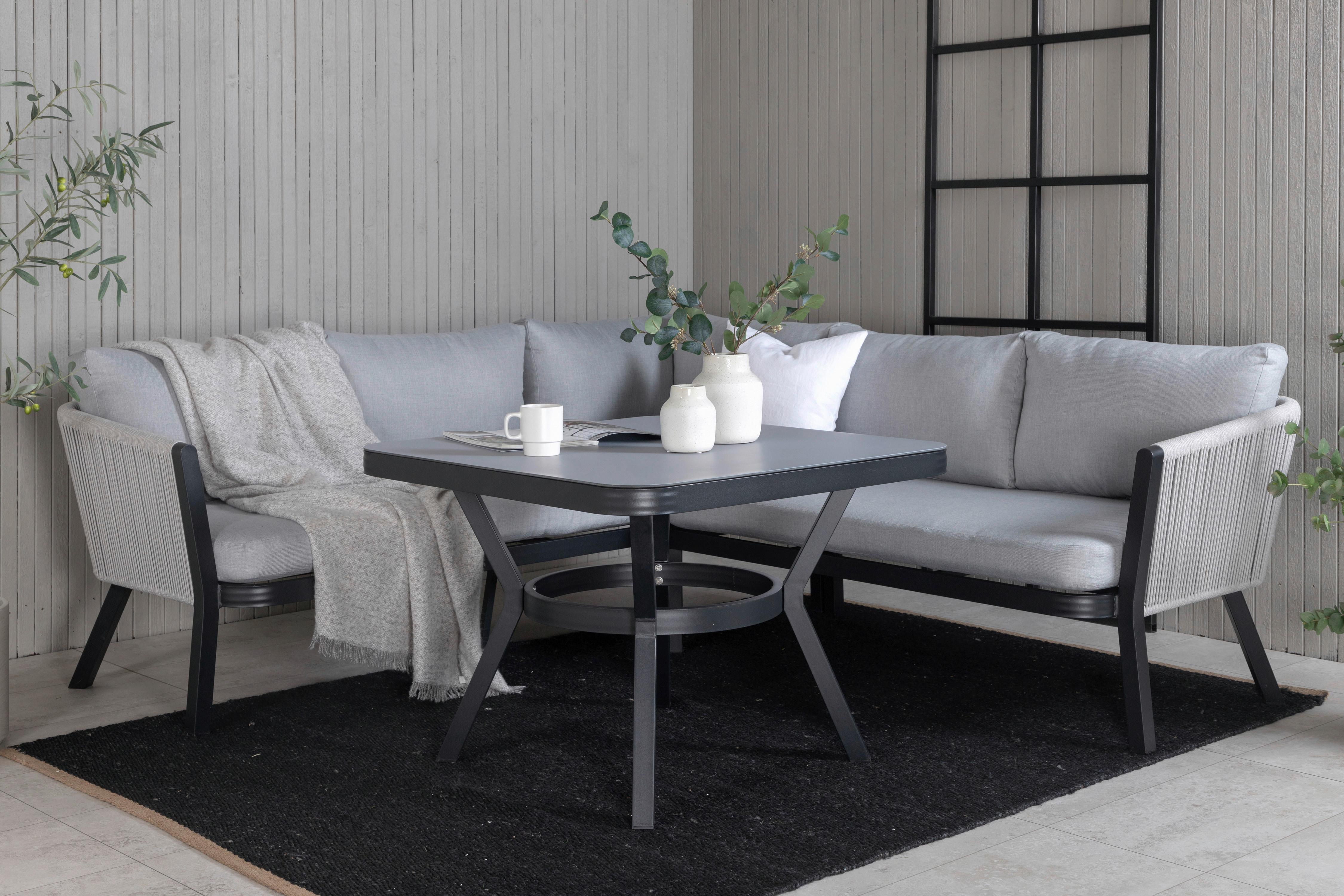 LOUNGEGARNITUR VIRYA Metall, Textil Gardenson Garten & Outdoor > Loungemöbel > Loungegarnituren Grau