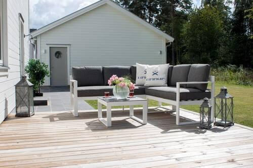 LOUNGEGARNITUR SALVADOR Metall, Textil Gardenson Garten & Outdoor > Loungemöbel > Loungegarnituren Grau