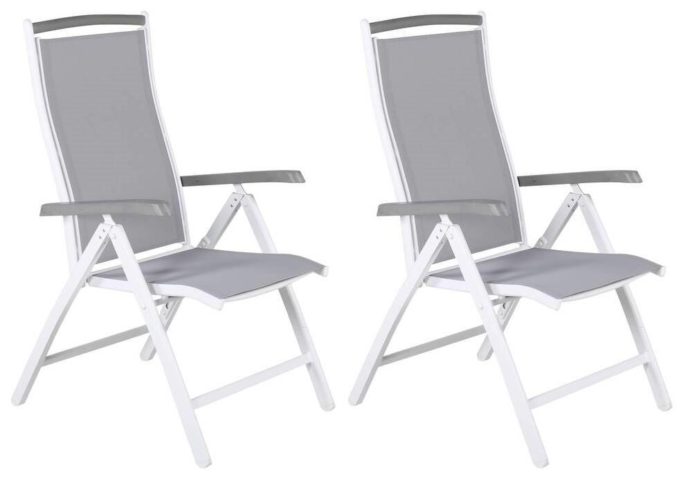 Wohnli Möbelsuche - Gartensessel-2er Set Albany ca. 60x110x60 cm Weiß/Grau