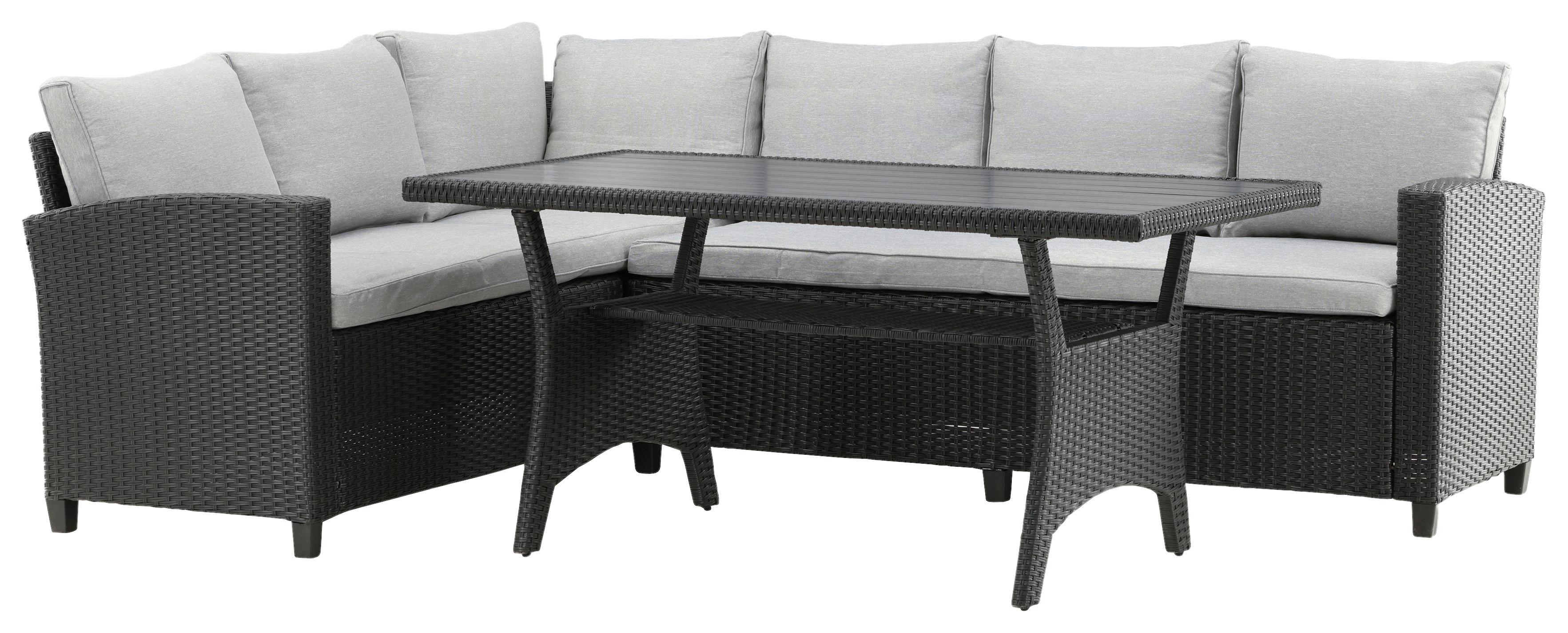 Dining-Loungeset Bentwood ca. 173x227 cm Schwarz Kunststoff Gardenson Garten & Outdoor > Gartenmöbel > Gartenmöbel-Sets Schwarz