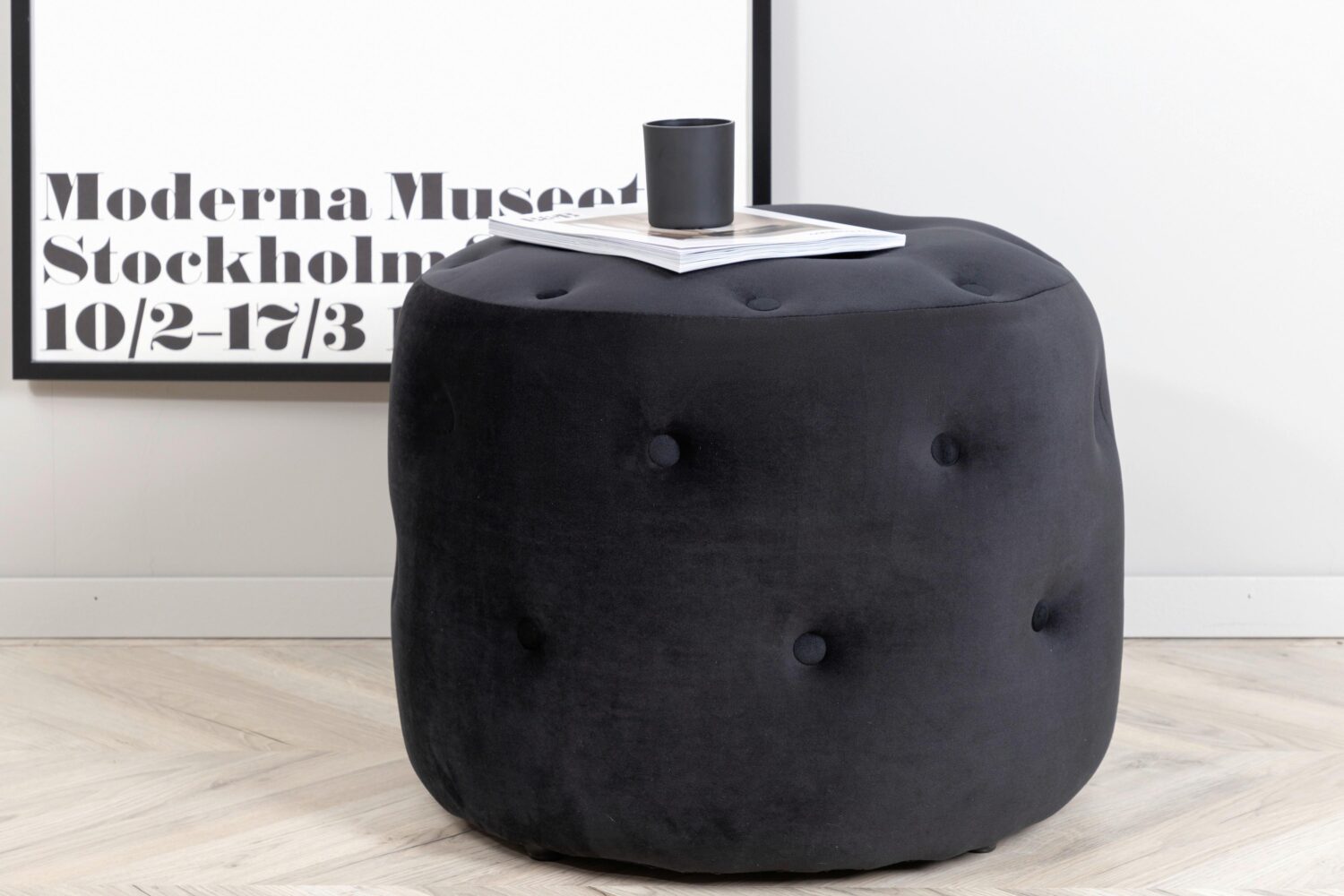 POUF BENJAMIN Textil Livetastic Wohnzimmermöbel Schwarz