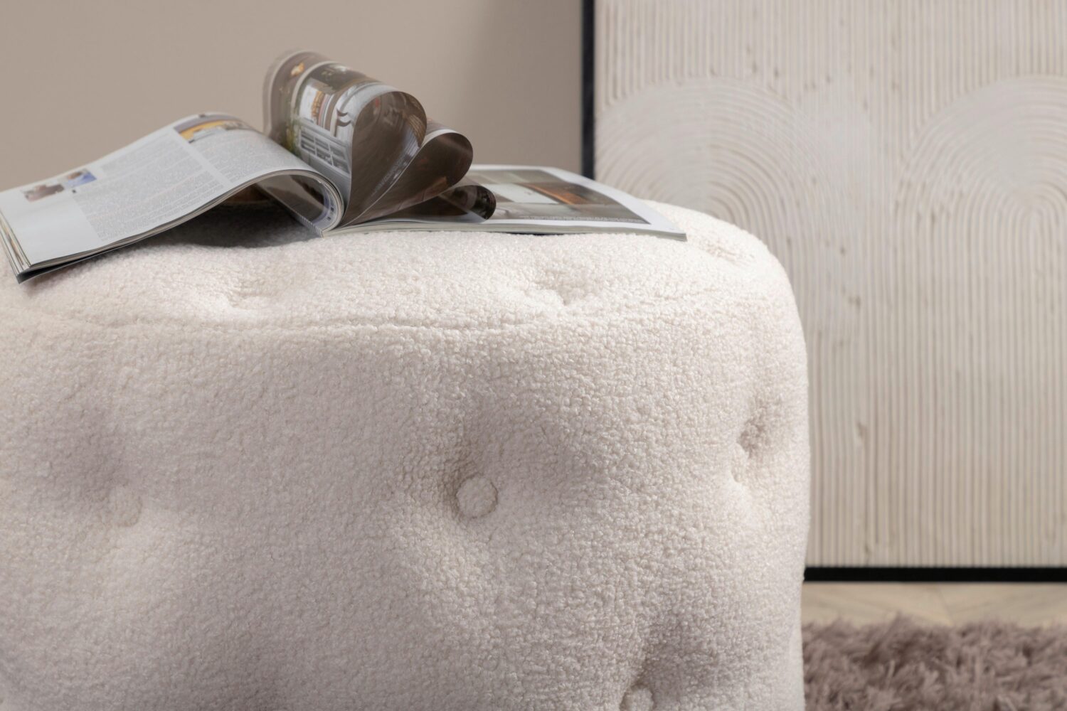 POUF BENJAMIN Textil, Kunststoff Livetastic Wohnzimmermöbel Weiß