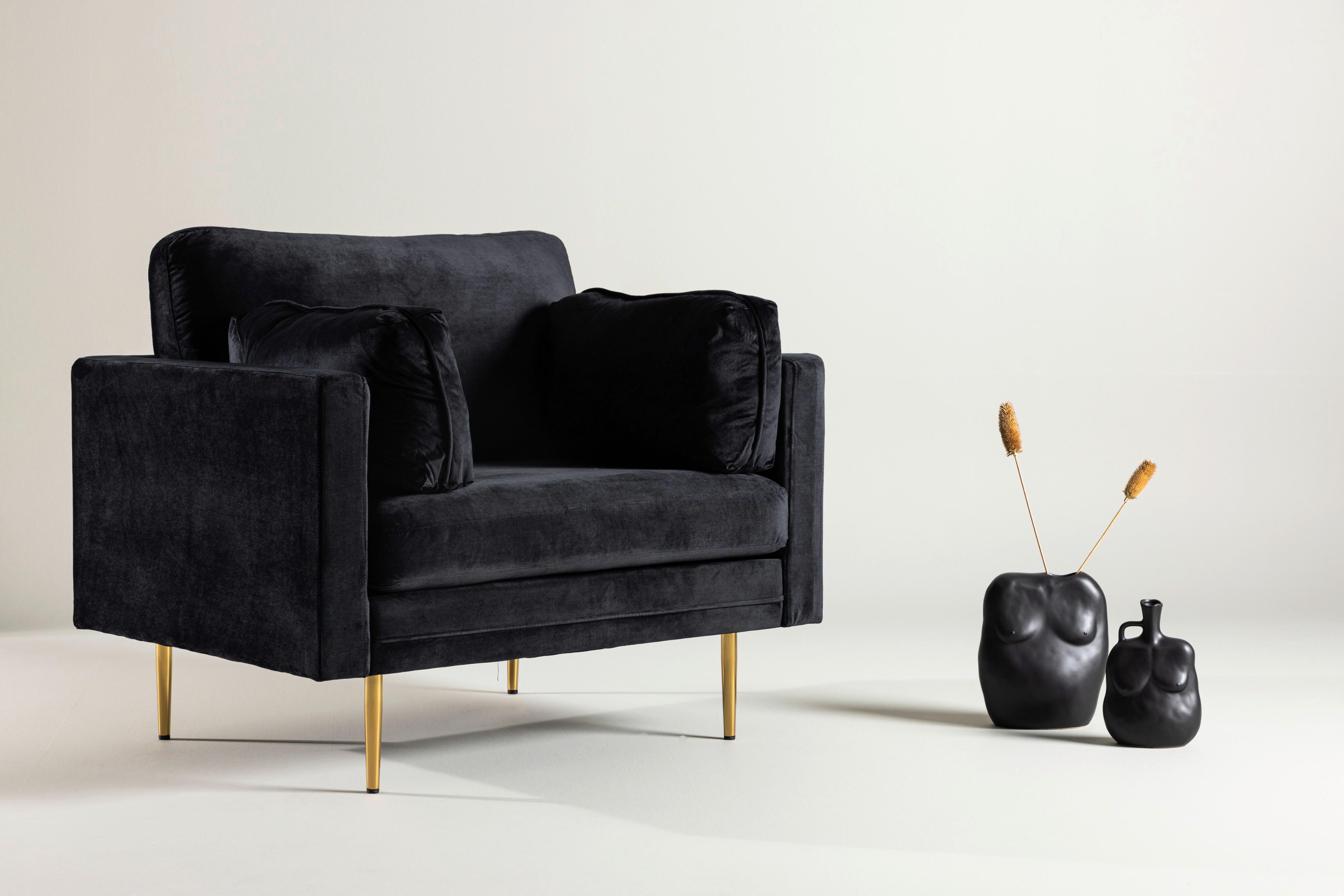 Sessel Boom ca. 110x84x86 cm Schwarz Metall, Textil Livetastic Möbel > Sessel > Polstersessel Schwarz